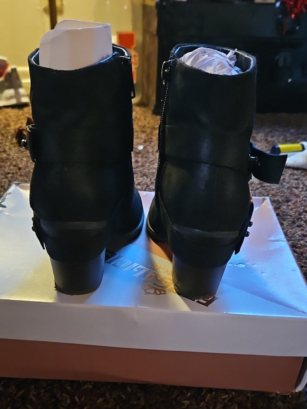 Women’s Black Ankle Booties with Buckle Detail - Picture 2 of 4